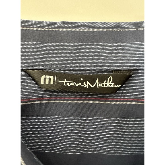 Travis Mathew Shirt Mens Size‎ XL Blue Striped Lo G Sleeve Stretch Button Front - Picture 3 of 8